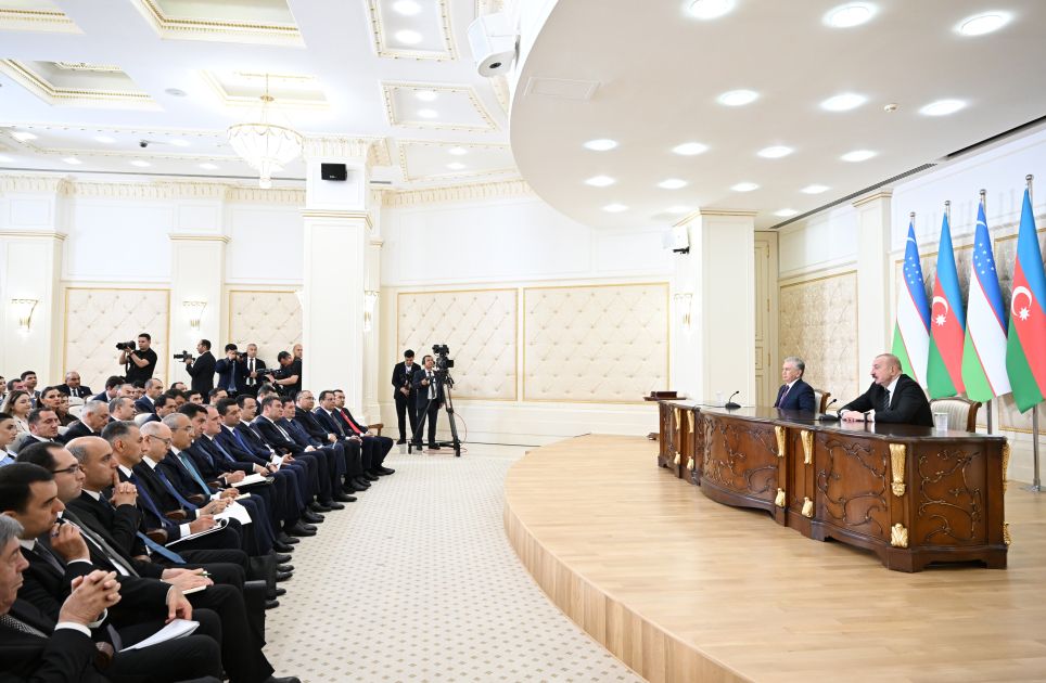President Ilham Aliyev, President Shavkat Mirziyoyev make press statements [PHOTOS]