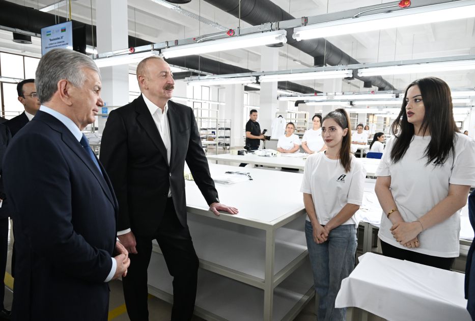 President Ilham Aliyev and President Shavkat Mirziyoyev view activities of sewing factory in Khankendi [PHOTOS]