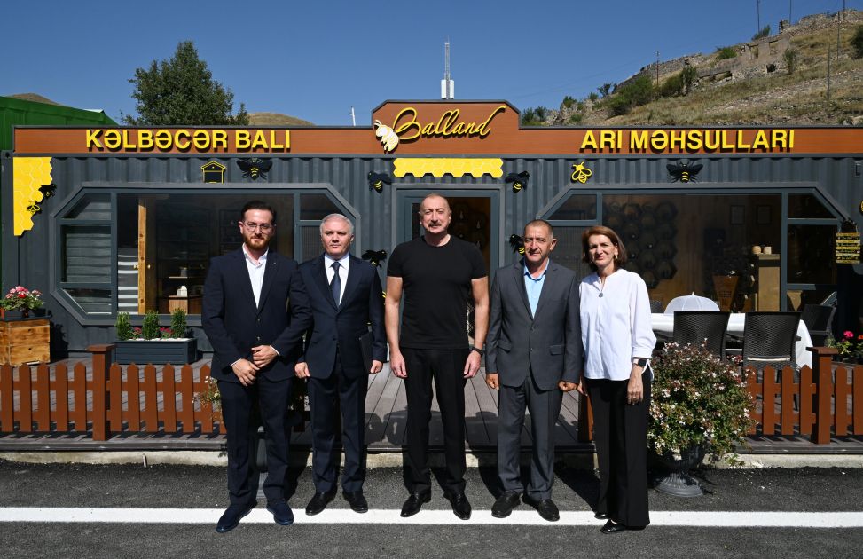 President Ilham Aliyev attends opening of "Balland - Kalbajar honey, bee, and beekeeping products store" [PHOTOS]