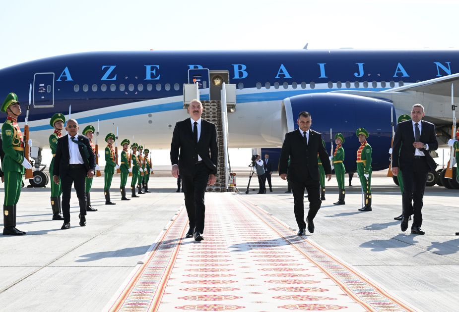 President of Azerbaijan Ilham Aliyev arrived in Turkmenistan on a working visit [PHOTOS]