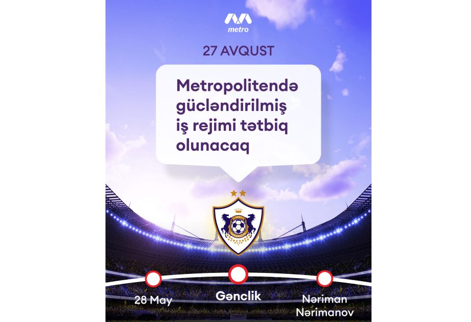 Baku Metro to operate in enhanced mode for FC Qarabag's match