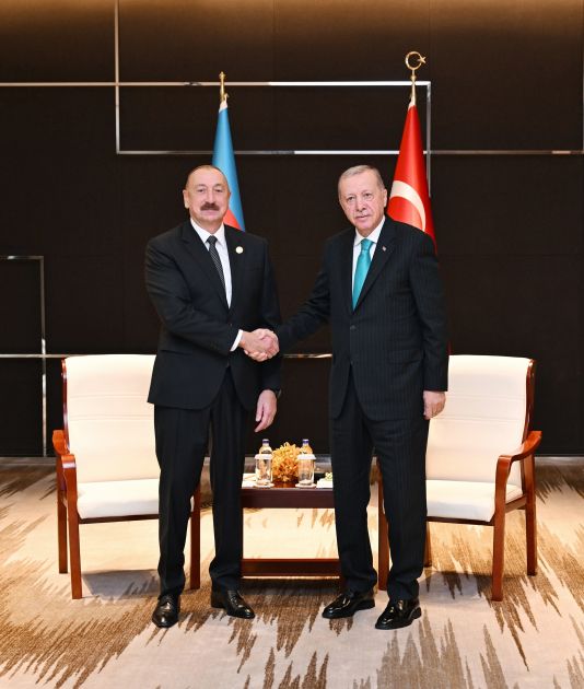 Meeting between Azerbaijani and Turkish presidents starts in Tianjin