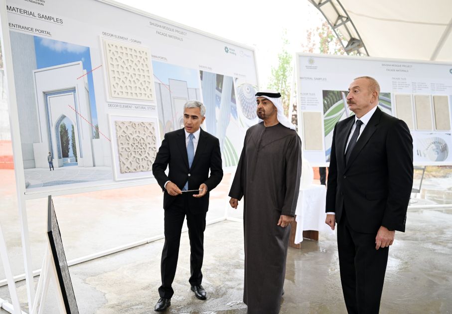 Azerbaijani President, UAE President review construction progress at New Shusha Mosque [PHOTOS]