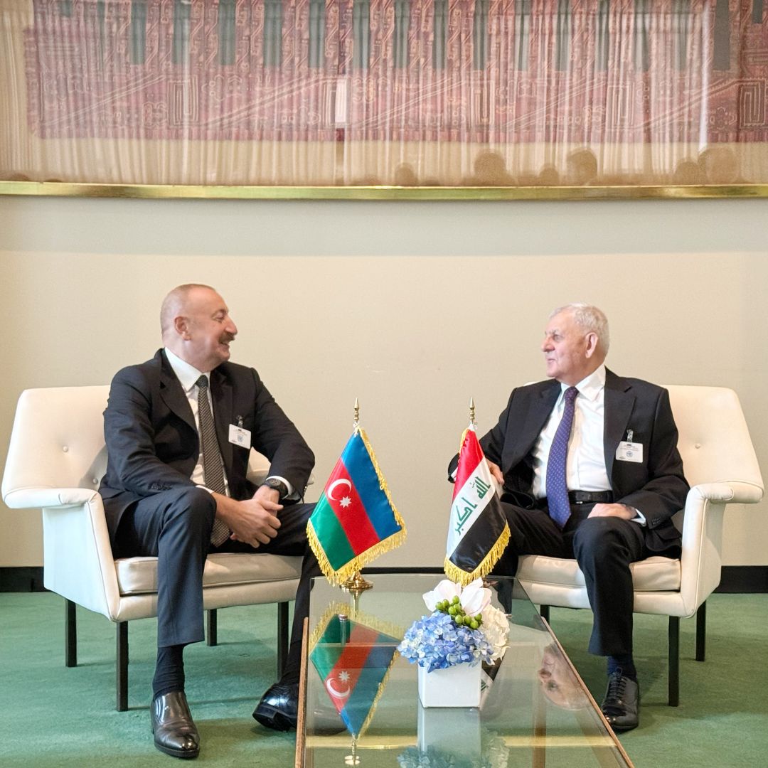 President of Azerbaijan Ilham Aliyev meets with President of Iraq at UN headquarters in New York [PHOTOS]