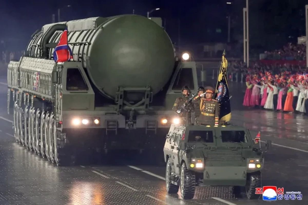 North Korea showcases intercontinental ballistic missile at military parade