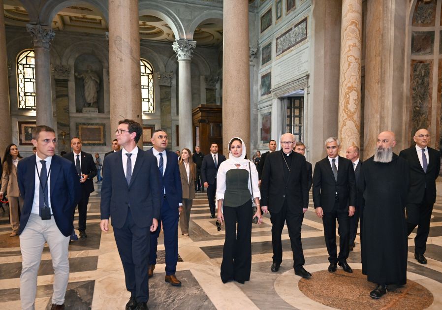 First VP Mehriban Aliyeva inspects restoration progress at Basilica of Saint Paul Outside the Walls in Vatican [PHOTOS]