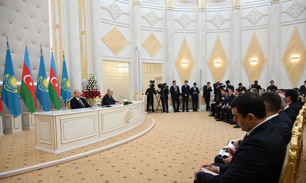 President Ilham Aliyev, President Kassym-Jomart Tokayev make press statements [PHOTOS]