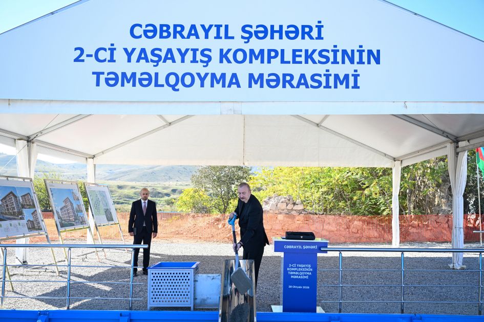 President Ilham Aliyev lays foundation stone for second and third residential complexes in Jabrayil [PHOTOS]