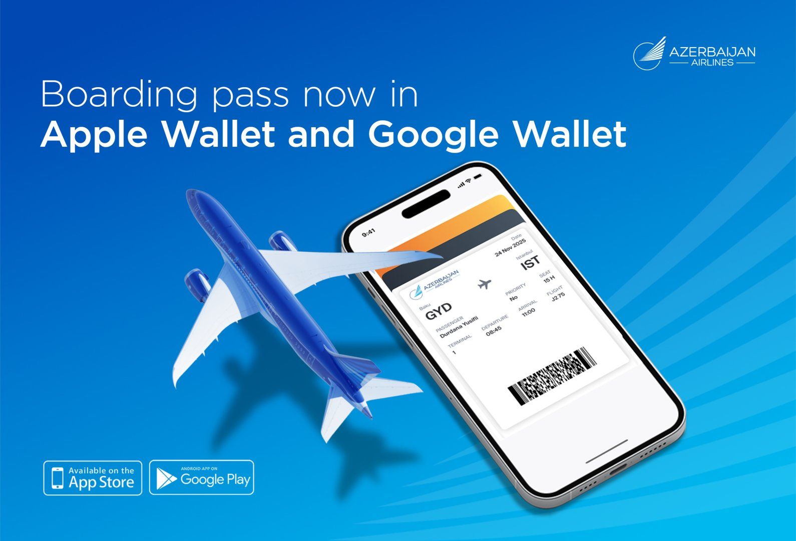 AZAL makes travel more convenient: Boarding passes can now be stored in Apple Wallet and Google Wallet