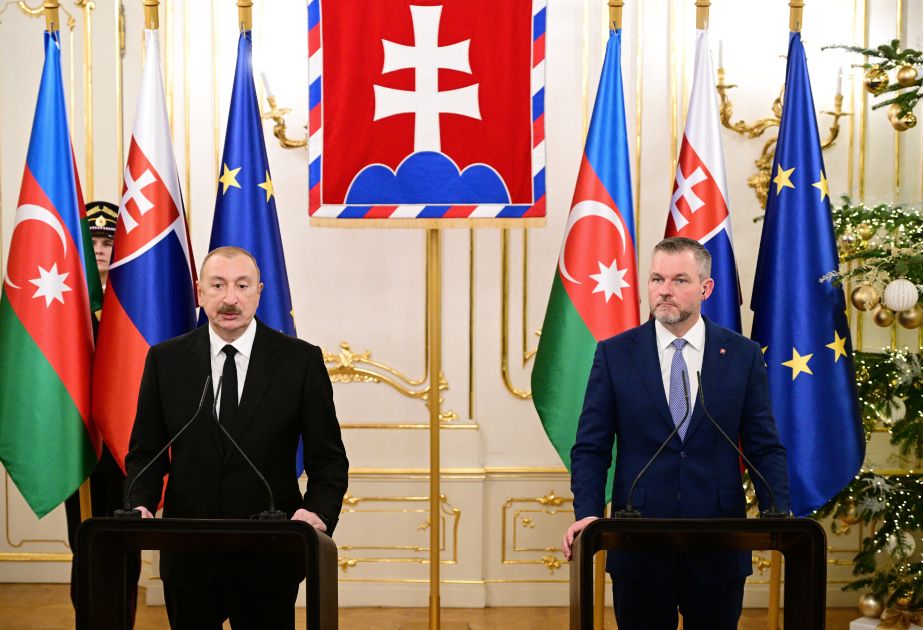 Presidents of Azerbaijan and Slovakia delivered press statements