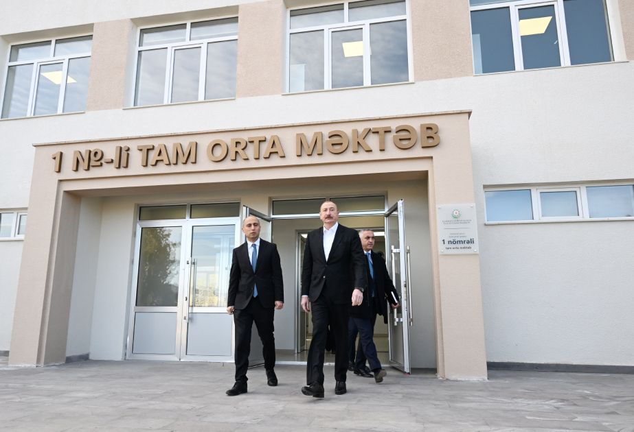 President Ilham Aliyev attends opening of Secondary School No. 1 in Karkijahan