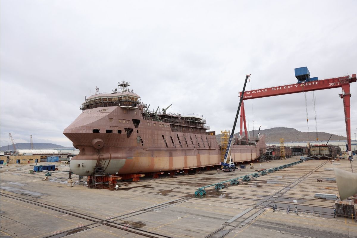 ASCO’s third RoPax ferry takes shape at Baku shipyard
