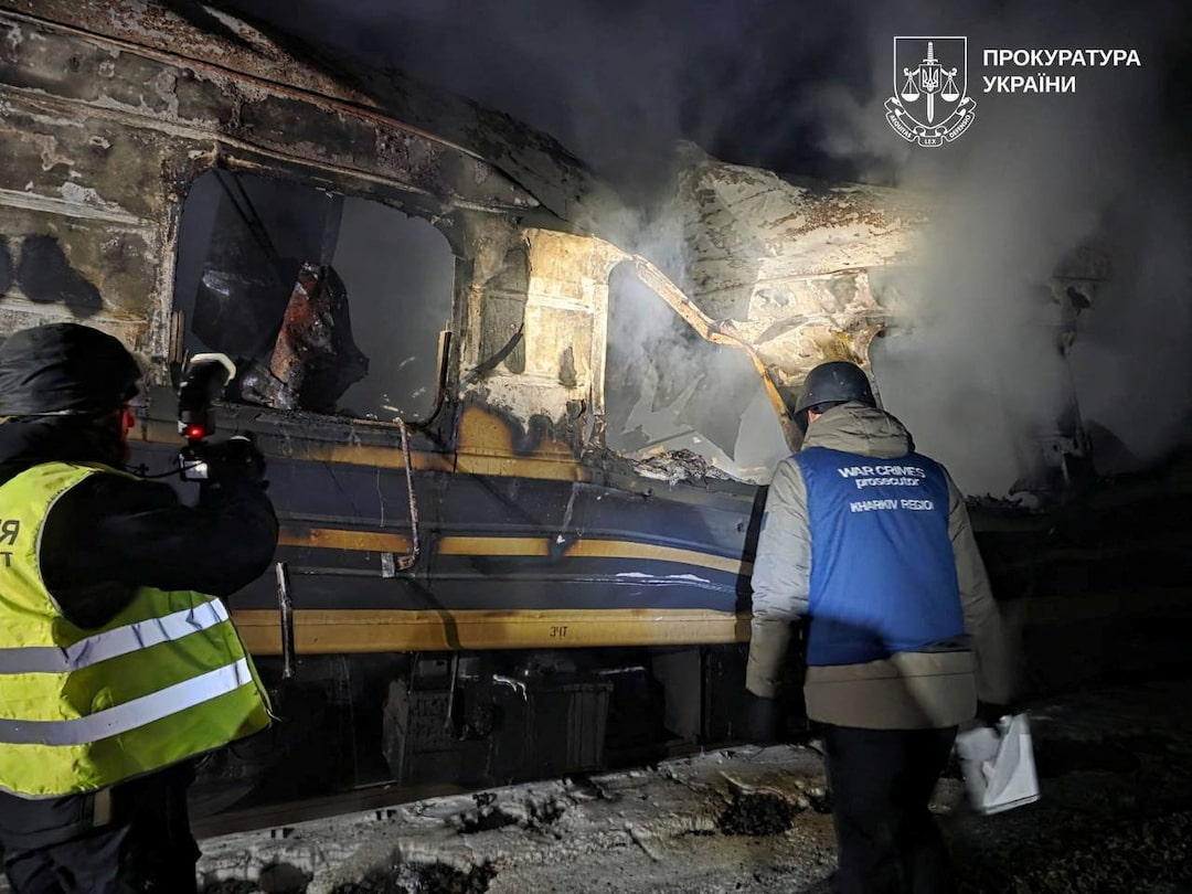Russian drones kill at least 12 across Ukraine, passenger train hit in Kharkiv region
