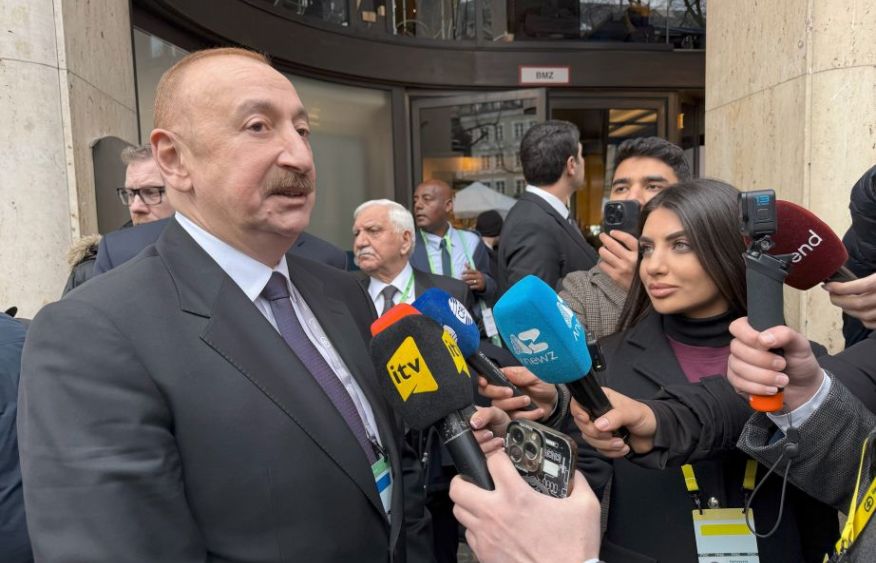 President Ilham Aliyev gave interview to Azerbaijani TV channels in Munich [VIDEO]