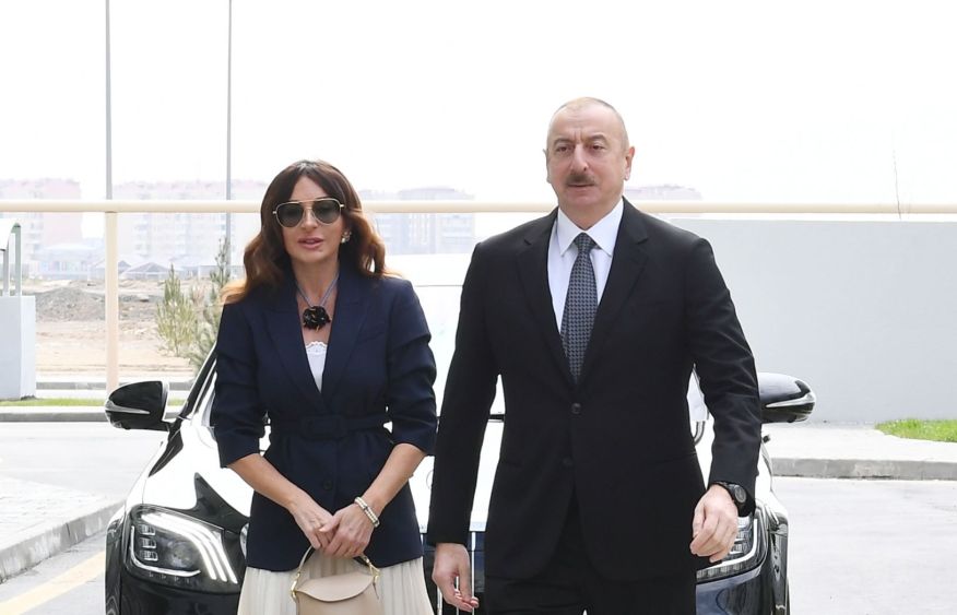President Ilham Aliyev, First Lady Mehriban Aliyeva, inspect work done in Khanabad village, Khojaly