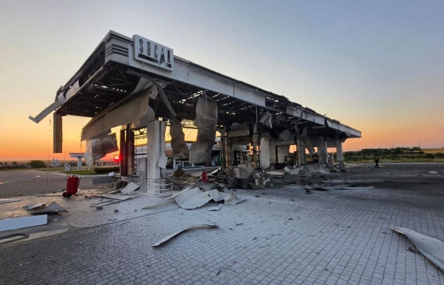 Russian attack damages Azerbaijani-owned SOCAR fuel station in Ukraine [PHOTOS]