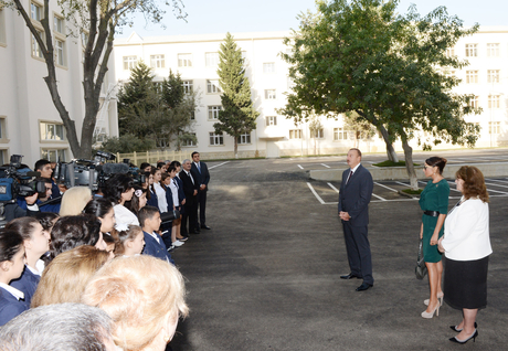 President Aliyev opens remodeled school in Baku on Knowledge Day