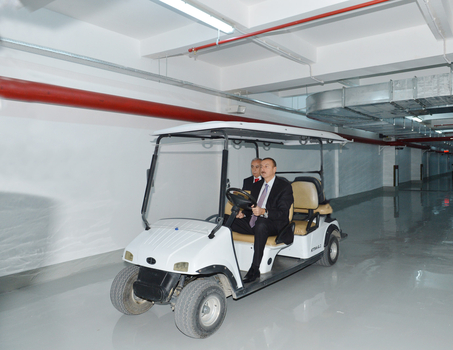 President Aliyev inspects newly-opened car park