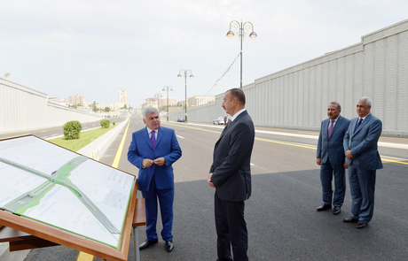 President Aliyev inaugurates new road junction in Baku