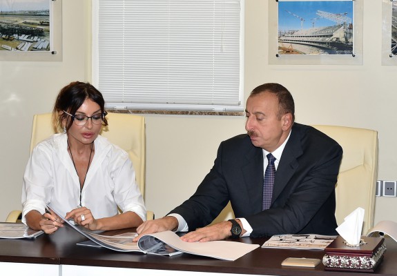 President Aliyev reviews construction progress at Baku Olympic Stadium