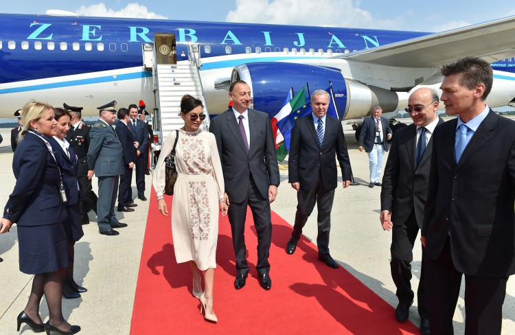 President Aliyev arrives in Italy