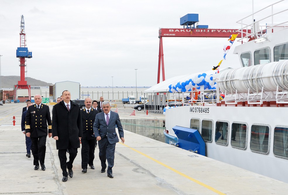President Aliyev attends ceremony to launch passenger ships