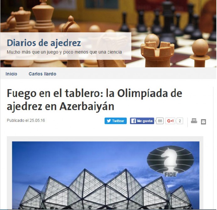 Argentine daily newspaper highlights World Chess Olympiad to be held in Azerbaijan