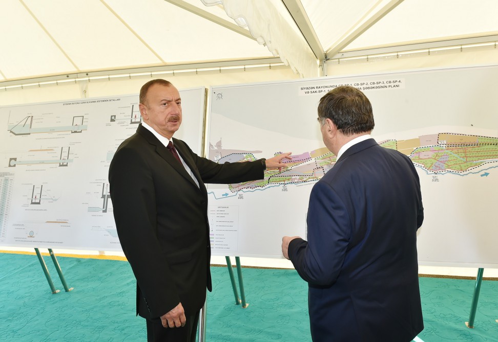 President Aliyev attends ceremony to start water supply in Khizi