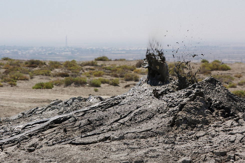 Geology Institute studies mud volcanoes by helicopter
