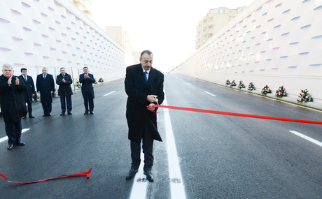 Azerbaijani president opens underpass tunnel in Baku