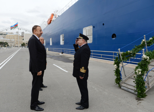 Azeri president attends ceremony to launch two ferries