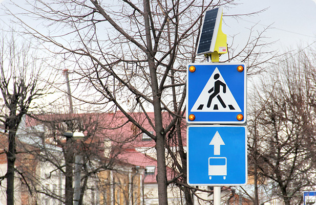 Solar powered traffic signs appearing in Baku