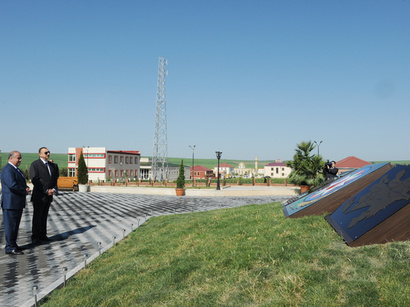 President  Aliyev tours Flag Square in Qobustan