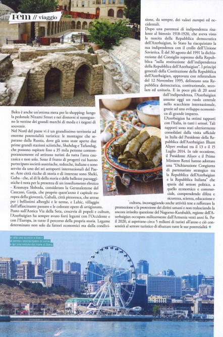 Italian magazine FEM writes about Azerbaijan`s tourism potential
