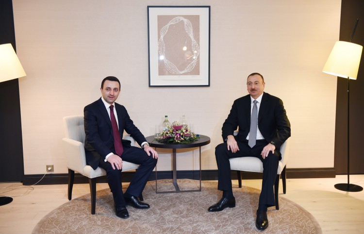 President Aliyev meets Georgian PM, Monaco Prince