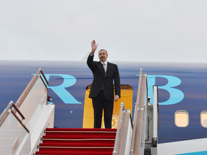 President Aliyev arrives in Astrakhan