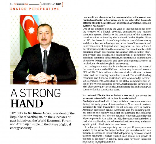 President Aliyev`s interview to “The Business Year” magazine