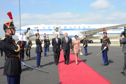 President Aliyev arrives in France
