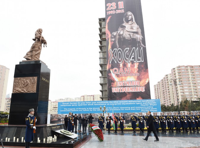 President Ilham Aliyev attends ceremony to commemorate Khojaly genocide victims