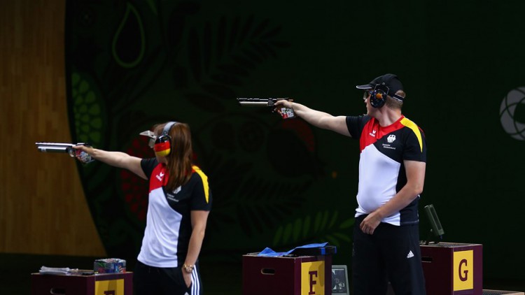 Germany`s Karsch and Reitz win gold in mixed team 10m air pistol