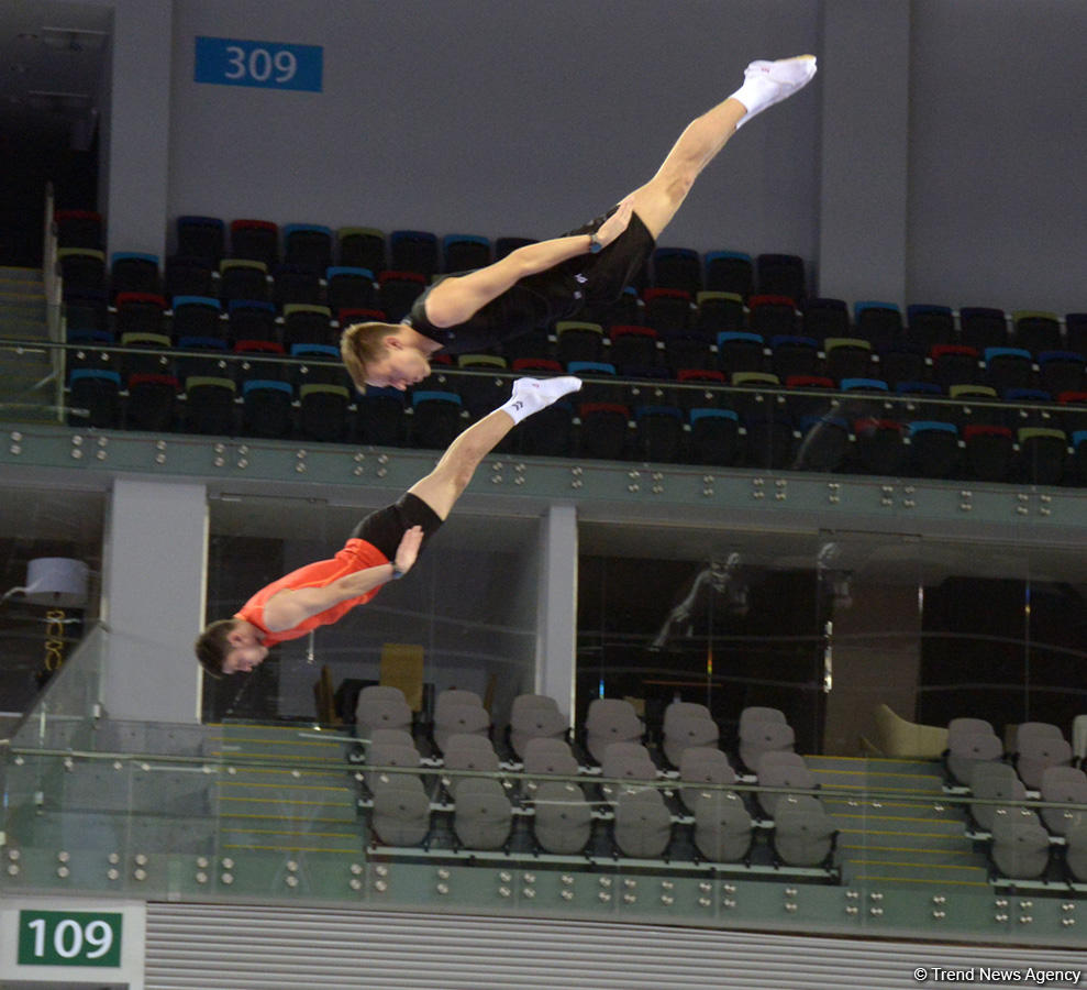 Russia grabs gold in synchronized pairs at FIG World Cup in Trampoline Gymnastics in Baku