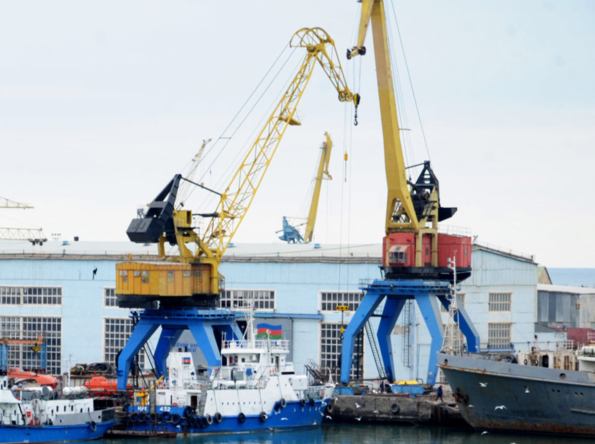 Azerbaijan Caspian Shipping floating repair station on overhaul