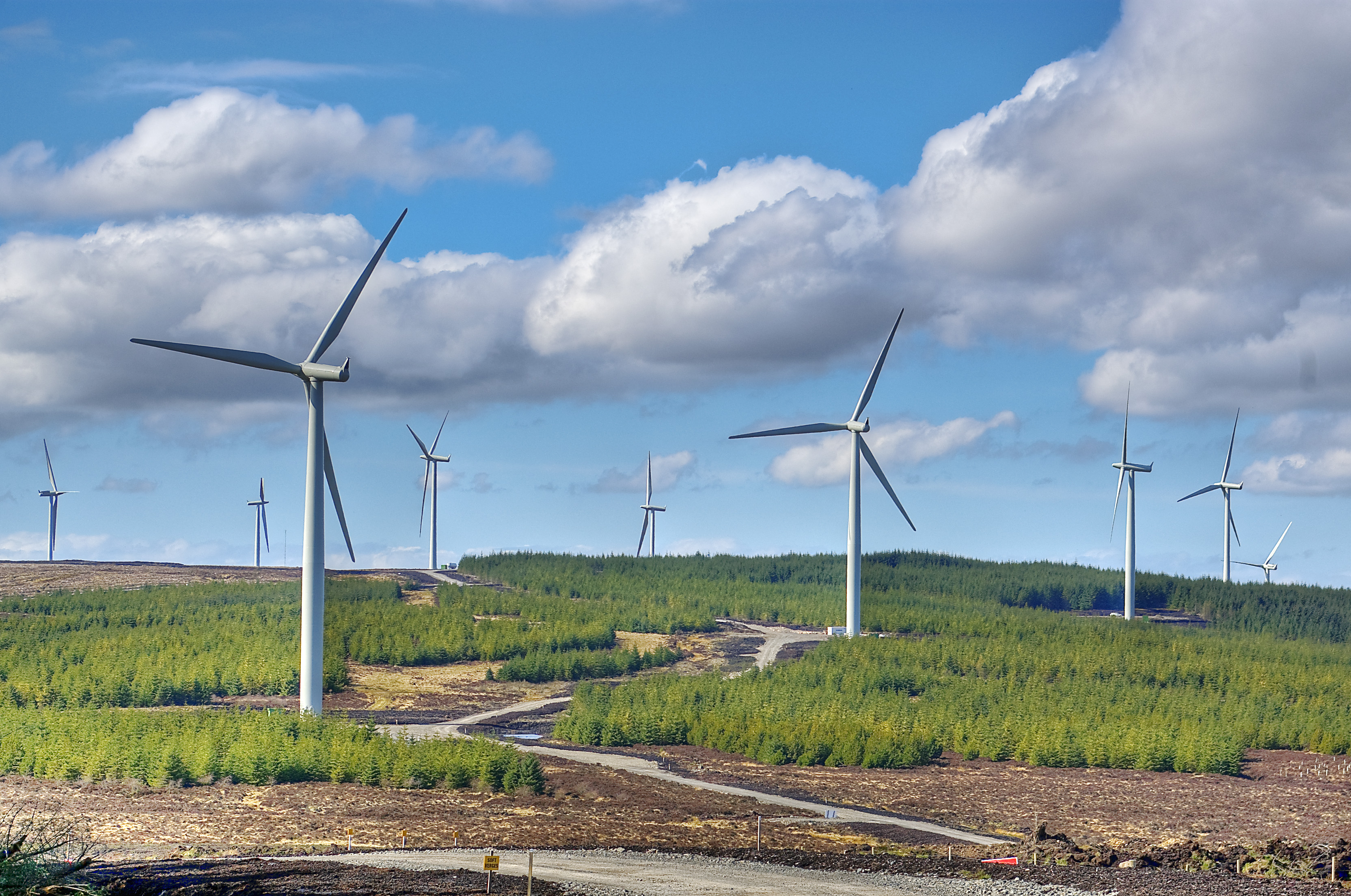 Wind energy production increases about eight-fold